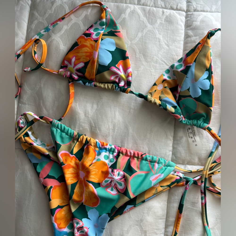 Floral Triangle Bikini Top